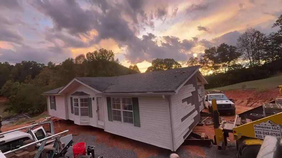 A home on site at sunset